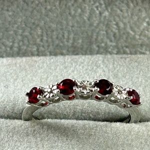 Sterling silver lab Ruby band